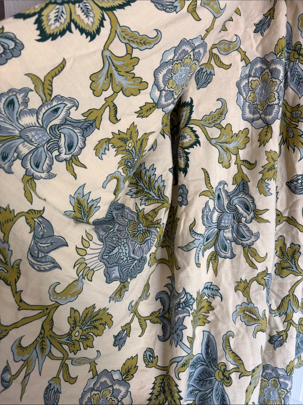 Vintage Pottery Barn Floral Block Print Linen Duvet Cover + 2 Pillowcases 2 Sham - Picture 4 of 12